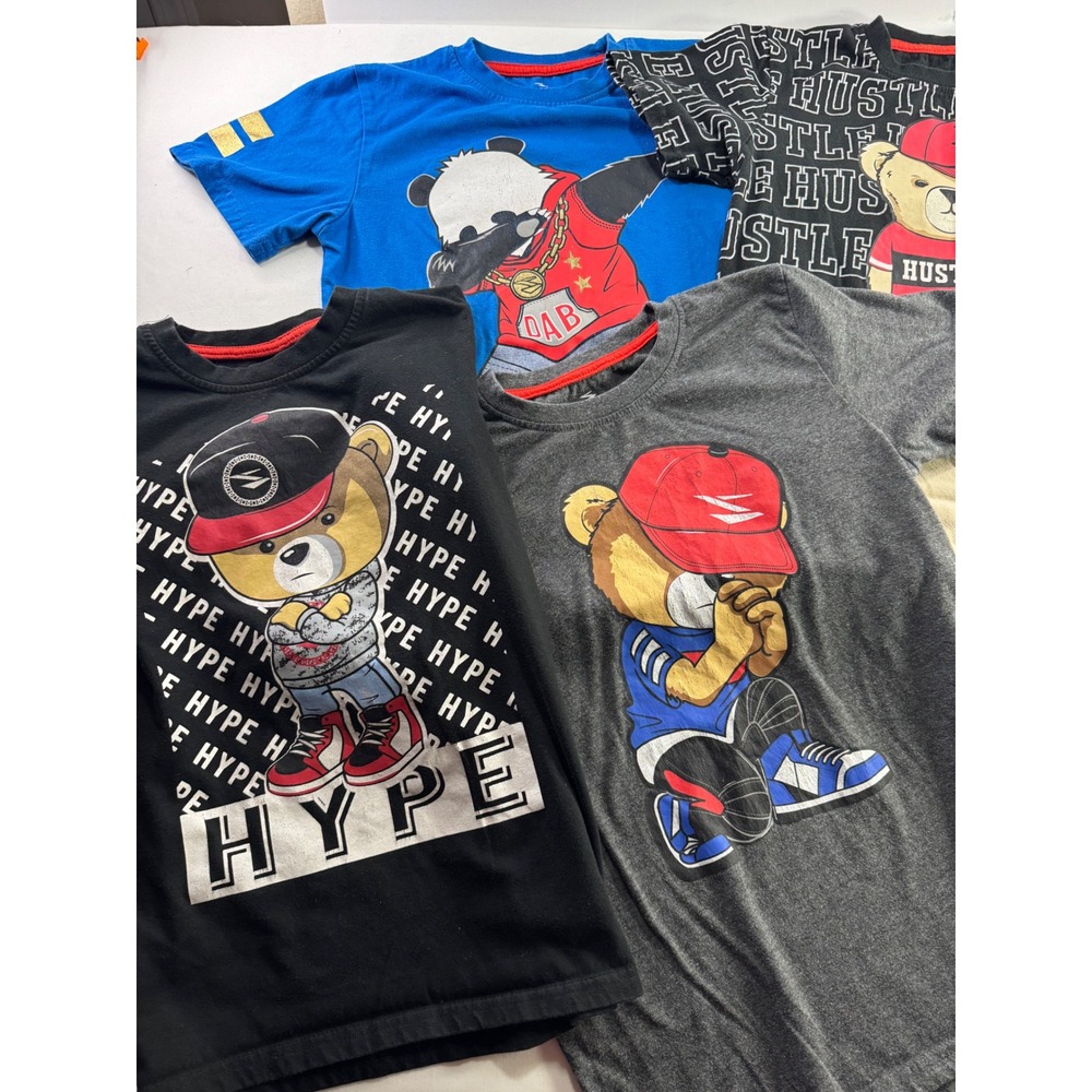 S1OPE Boys Graphic T-Shirt Bundle 5pc Size 12/14 Bear Panda Streetwear Hustle